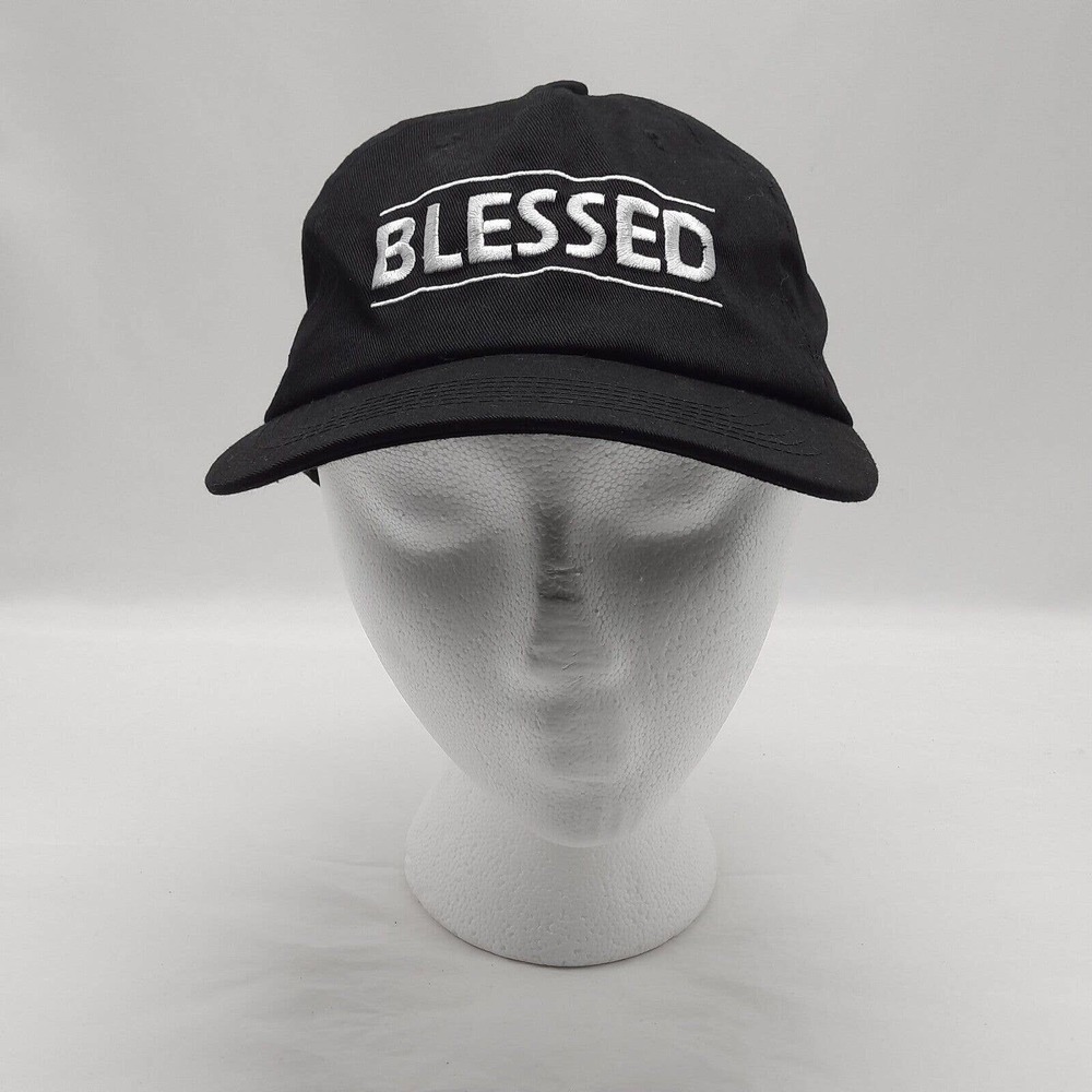 Think Positive Cap Hat Womens Black Bibbed Casual Adjustable One Size Blessed